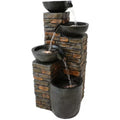 34 In. Staggered Bowls Tiered Outdoor Water Fountain with LED Lights