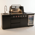 Professional Outdoor Kitchen Island with 72,000 BTU Grill, Granite Countertops, and Wine Cooler