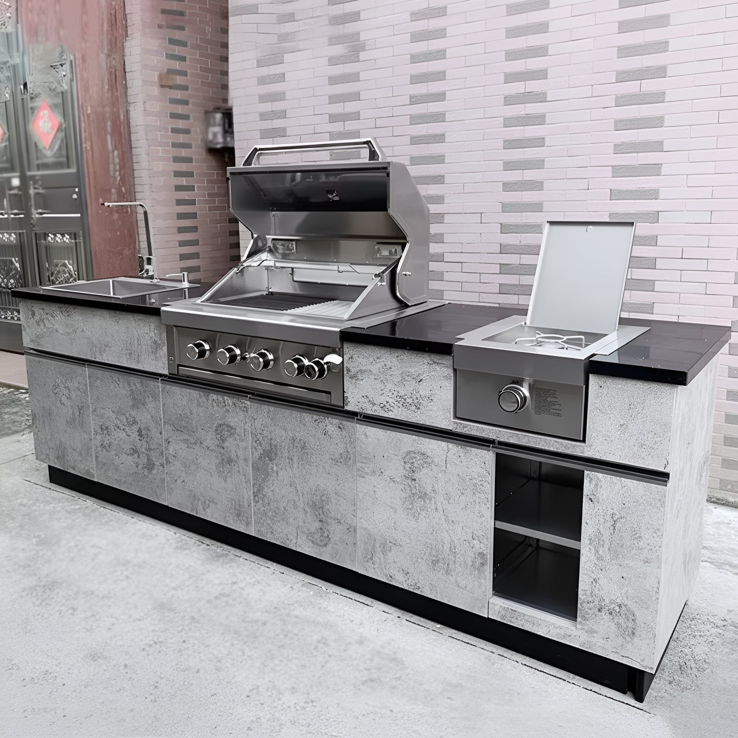Custom 304 Stainless Steel Outdoor Kitchen Island with Sink and Gas Grill