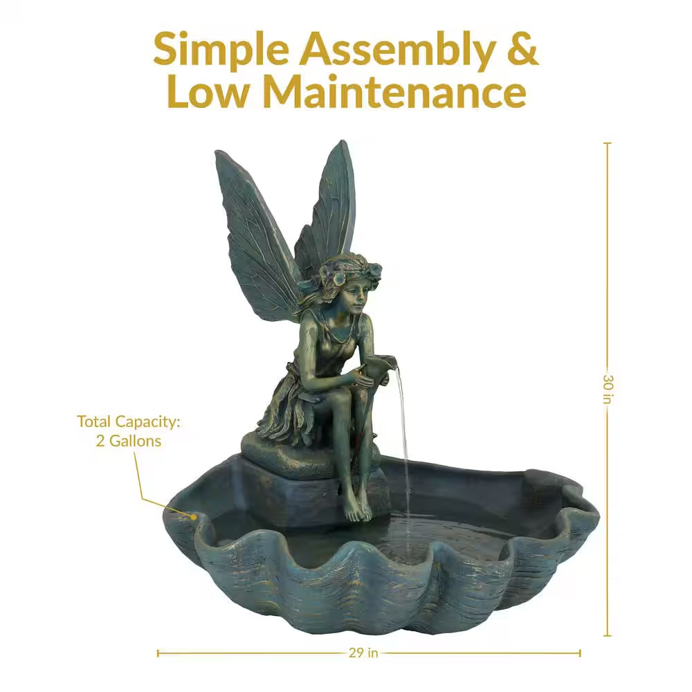 30 In. Cascading Fairy Shell Outdoor Water Fountain