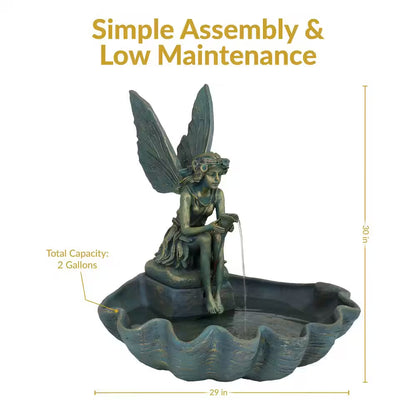 30 In. Cascading Fairy Shell Outdoor Water Fountain
