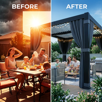 12 Ft. X 20 Ft. Black Aluminum Outdoor Louvered Pergola with Water-Tight Adjustable Roof — Before & After