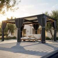 12 Ft. X 20 Ft. Black Aluminum Outdoor Louvered Pergola with Water-Tight Adjustable Roof — Studio Shot