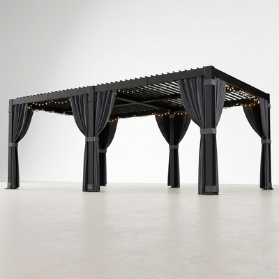 Aluminum Louvered Pergola Built for Weather Control, Adjustable Roof, Water-Tight Design, Rectangle Frame