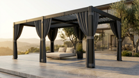 12 Ft. X 20 Ft. Black Aluminum Outdoor Louvered Pergola with Water-Tight Adjustable Roof — Lifestyle