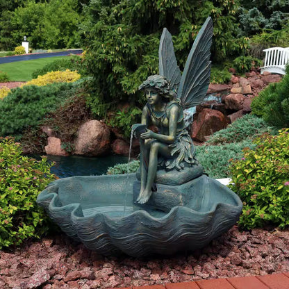30 In. Cascading Fairy Shell Outdoor Water Fountain
