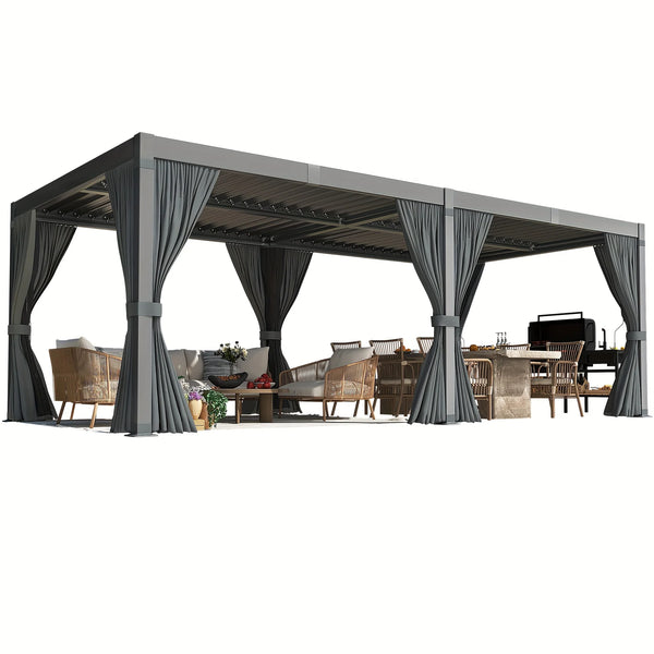 10' x 12' / 12' x 20' All-Weather Louvered Pergola with Waterproof, Rust-Resistant Roof