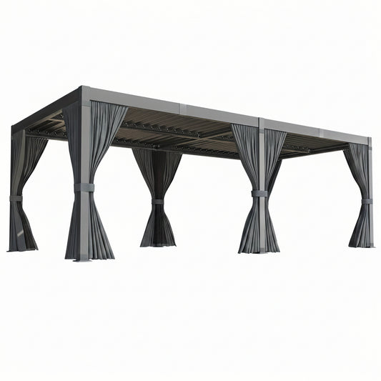 10' x 12' / 12' x 20' All-Weather Louvered Pergola with Waterproof, Rust-Resistant Roof