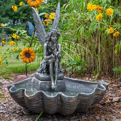 30 In. Cascading Fairy Shell Outdoor Water Fountain