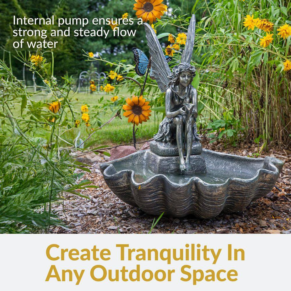30 In. Cascading Fairy Shell Outdoor Water Fountain