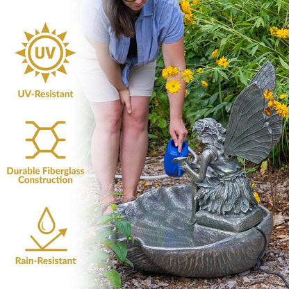 30 In. Cascading Fairy Shell Outdoor Water Fountain
