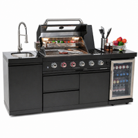 Professional Outdoor Kitchen Island with 72,000 BTU Grill, Granite Countertops, and Wine Cooler