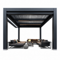 Aluminum Pergola, Rainproof, Electrically Adjustable Gazebo, Electric Louvered Awning, Outdoor Patio Sunshade.