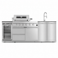 46-Inch 4-Burner Propane Gas Grill Island with Refrigerator and Sink – Stainless Steel Outdoor Kitchen