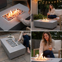 Concrete Fire Pit Table - Rectangular — Lifestyle