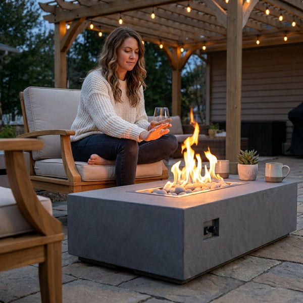 Concrete Fire Pit Table - Rectangular