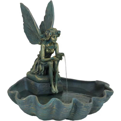 30 In. Cascading Fairy Shell Outdoor Water Fountain