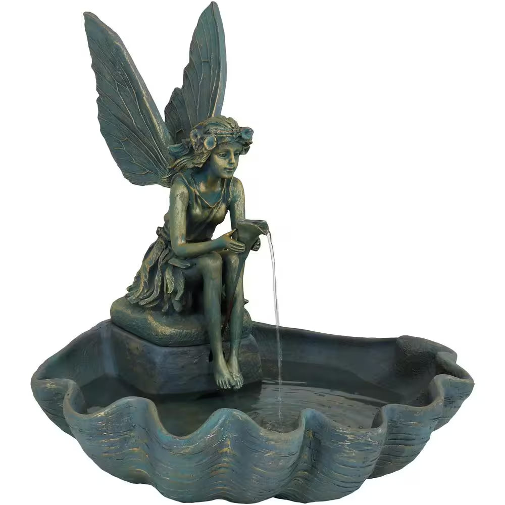 30 In. Cascading Fairy Shell Outdoor Water Fountain