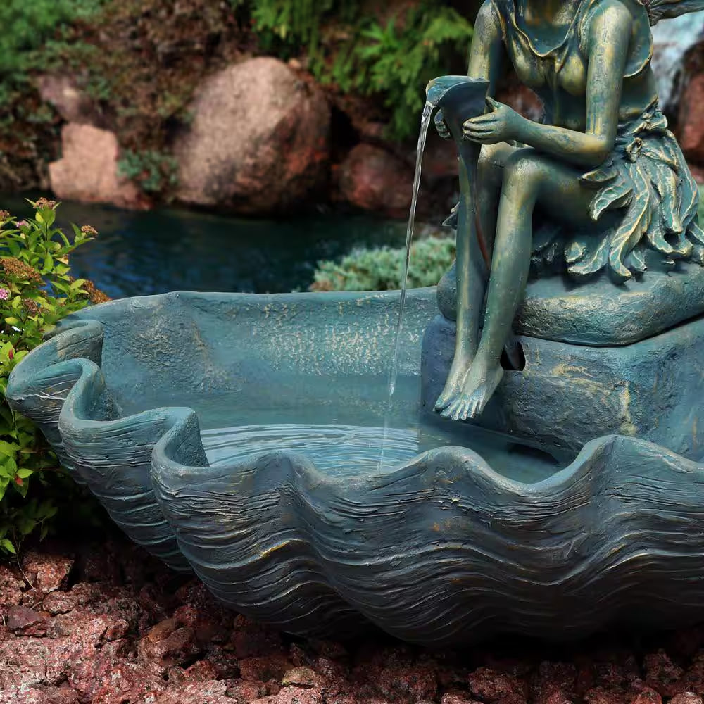 30 In. Cascading Fairy Shell Outdoor Water Fountain