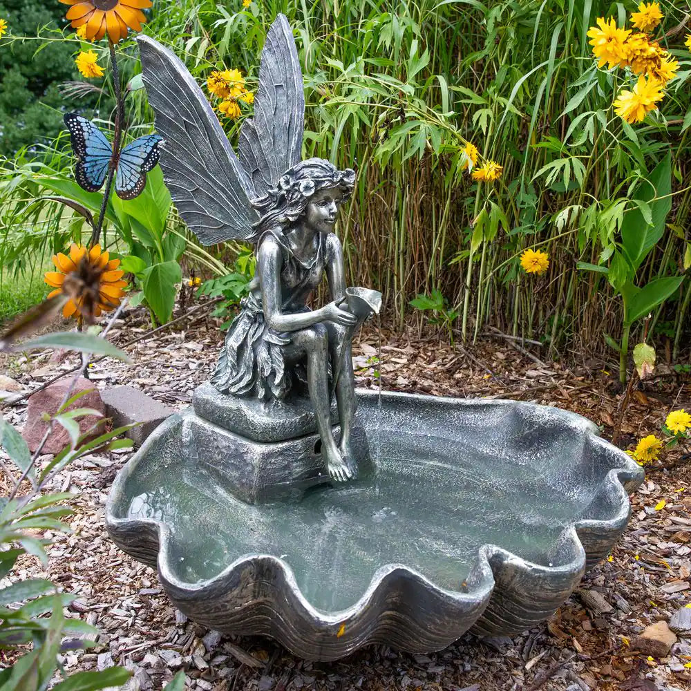 30 In. Cascading Fairy Shell Outdoor Water Fountain