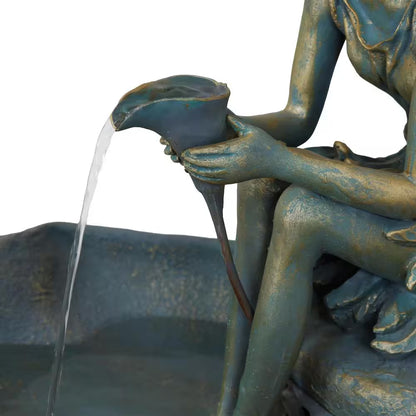 30 In. Cascading Fairy Shell Outdoor Water Fountain