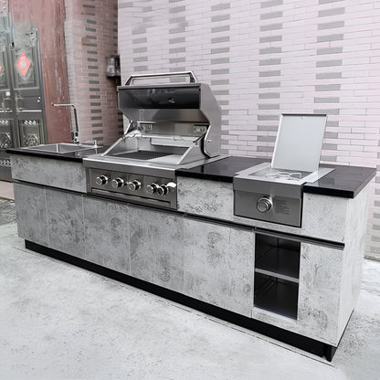Custom 304 Stainless Steel Outdoor Kitchen Island with Sink and Gas Grill