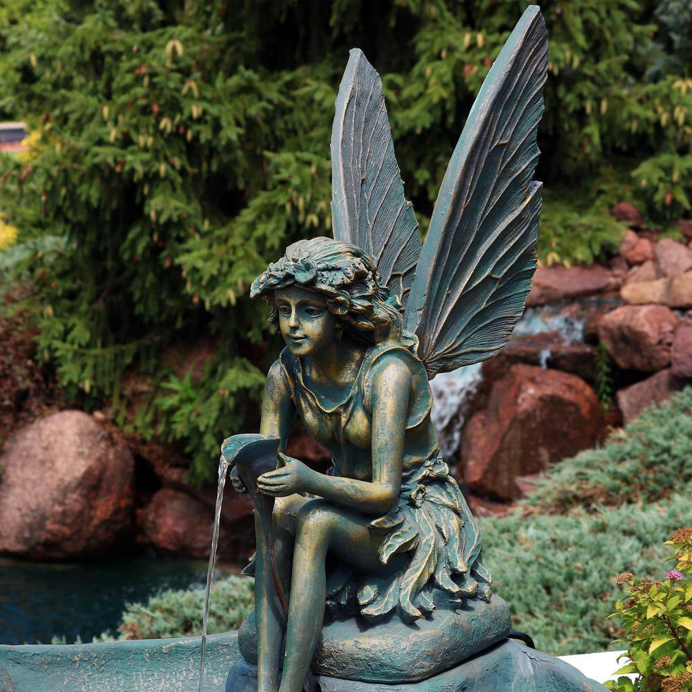 30 In. Cascading Fairy Shell Outdoor Water Fountain
